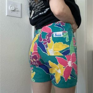 Vintage Jams World Surf Line Hawaii Floral Bright Shorts Mens Small
